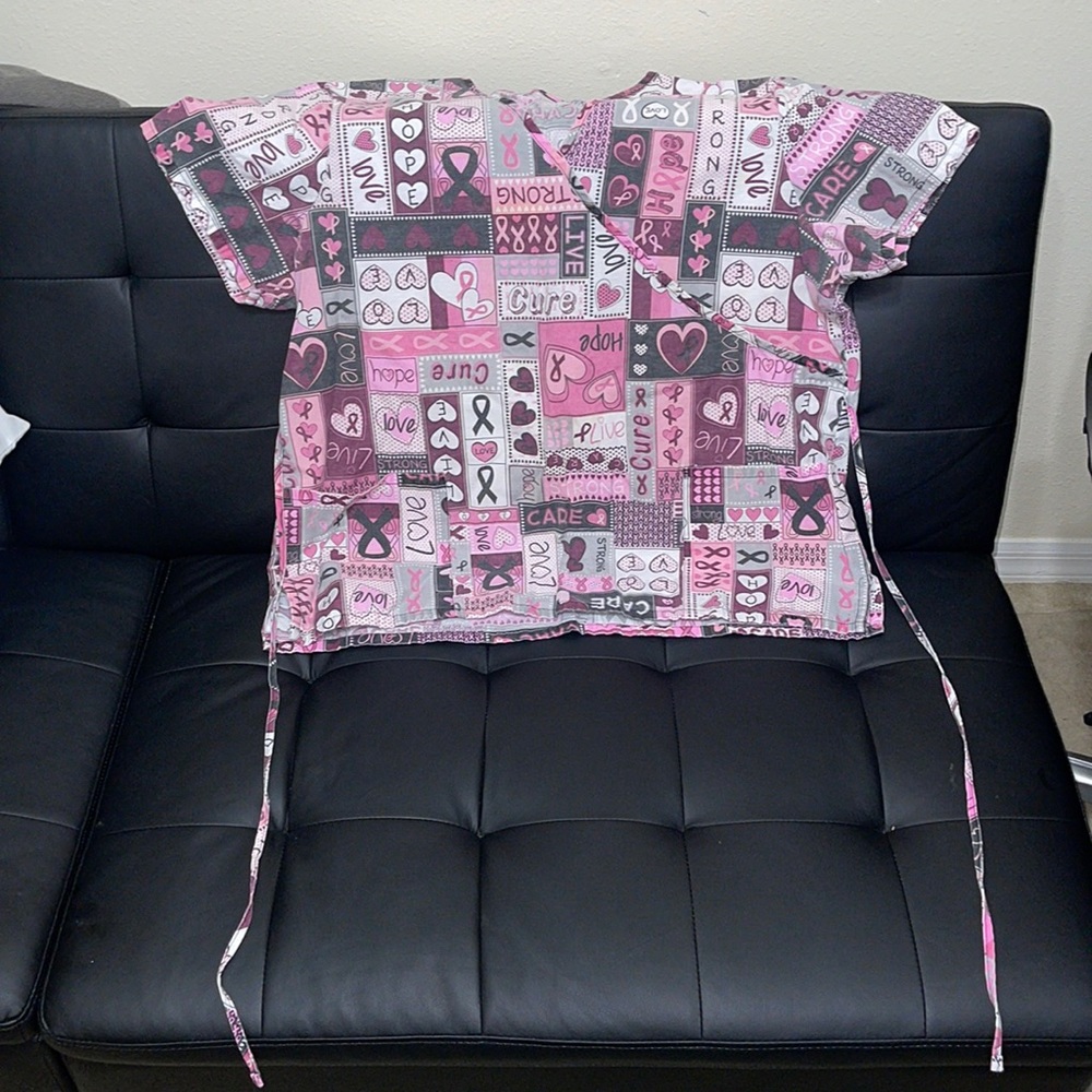 Just Be Multi-Color Mock Neck Patterned Scrub Top Medical Uniform 2X